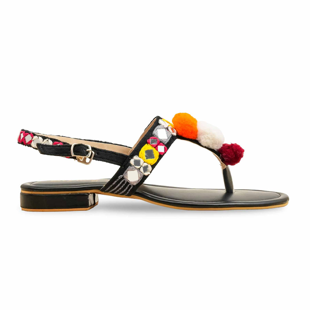 Black Ethnic Chappal For Ladies EC3186