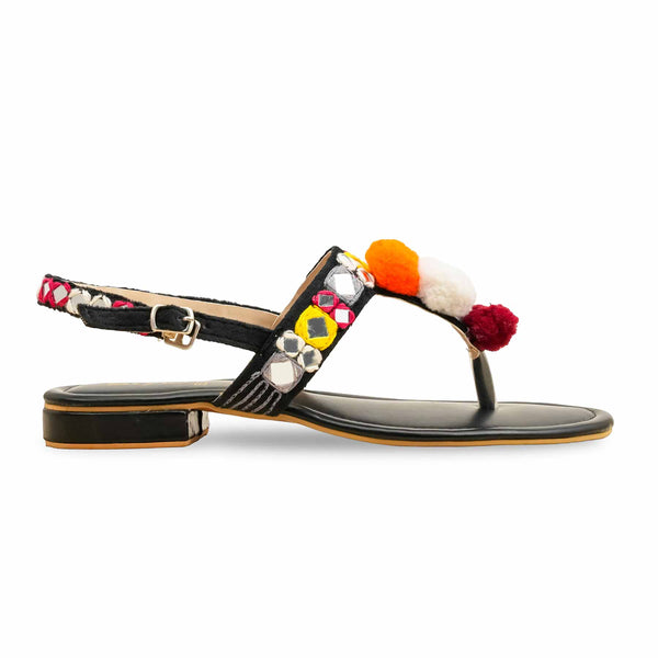 Black Ethnic Chappal For Ladies EC3186