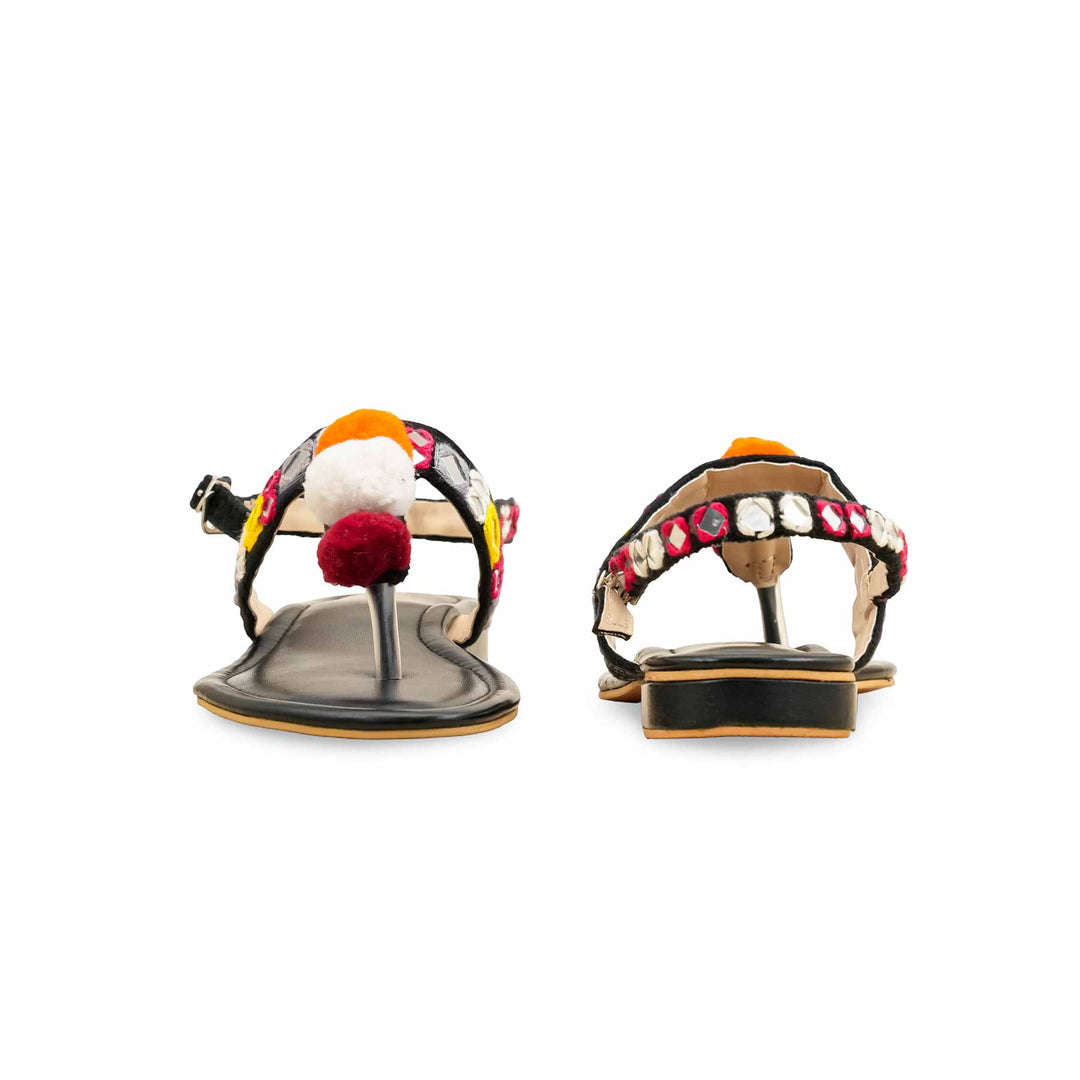 Black Ethnic Chappal For Ladies EC3186