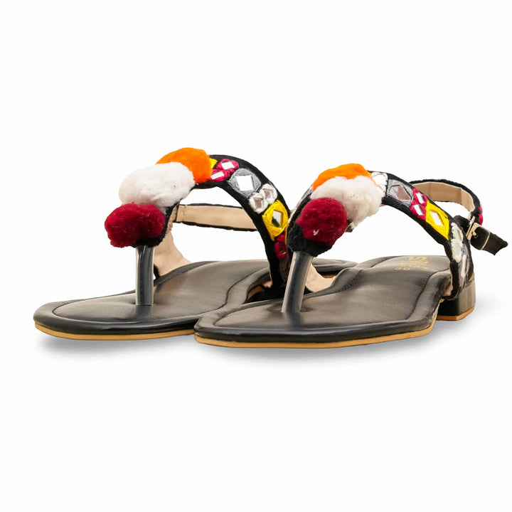 Black Ethnic Chappal For Ladies EC3186