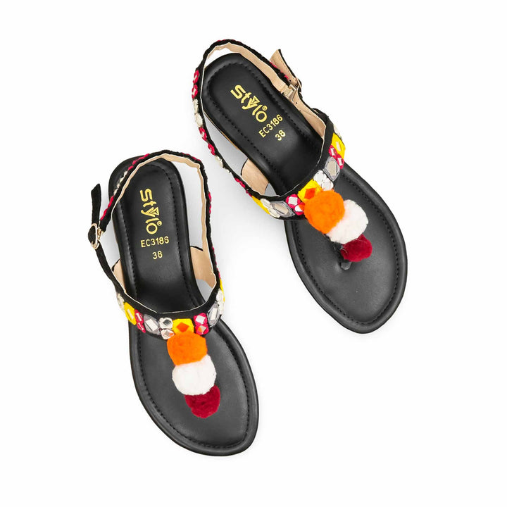 Black Ethnic Chappal For Ladies EC3186
