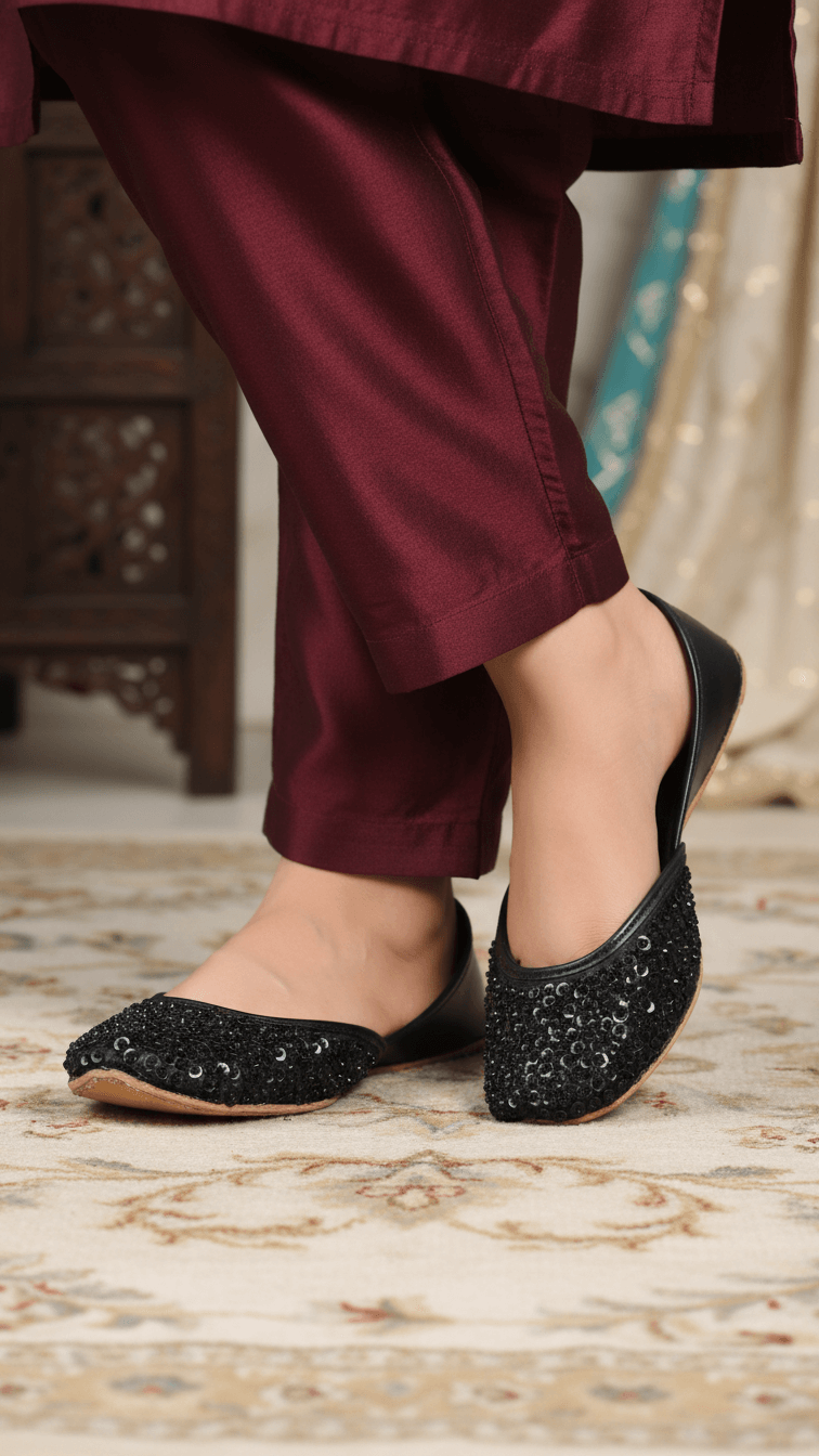 Black Fancy Khusa For Women EC8528