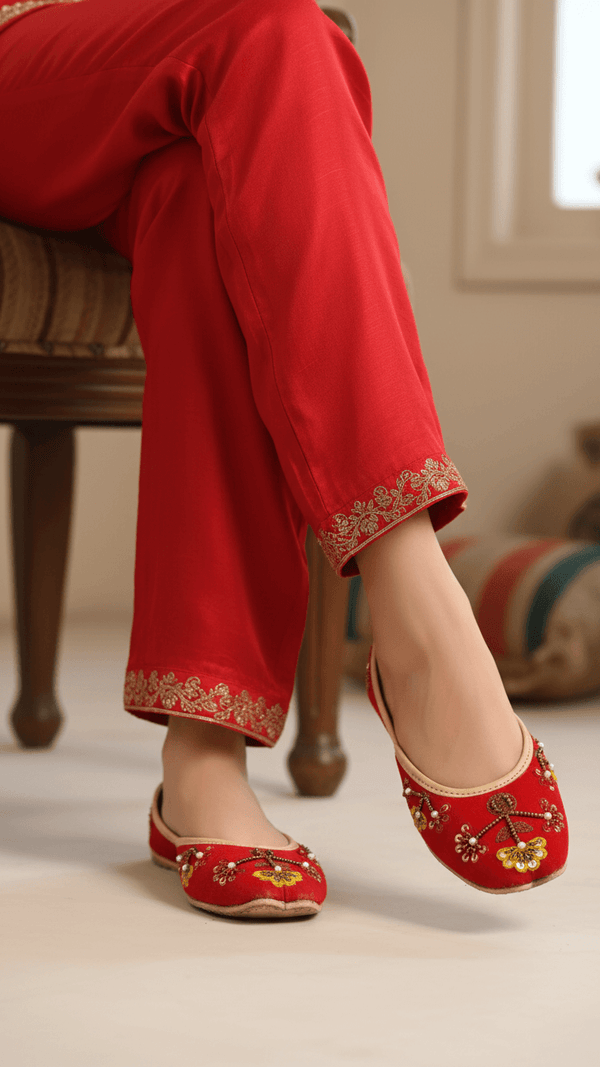Red Fancy Khusa For Women EC8559