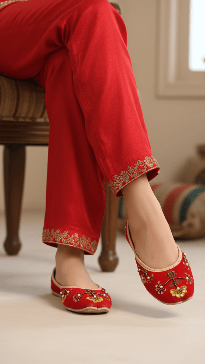 Red Fancy Khusa For Women EC8559
