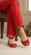 Red Fancy Khusa For Women EC8559