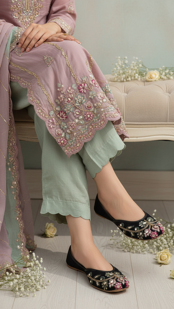 Black Ethnic Khussa For Ladies EC8592