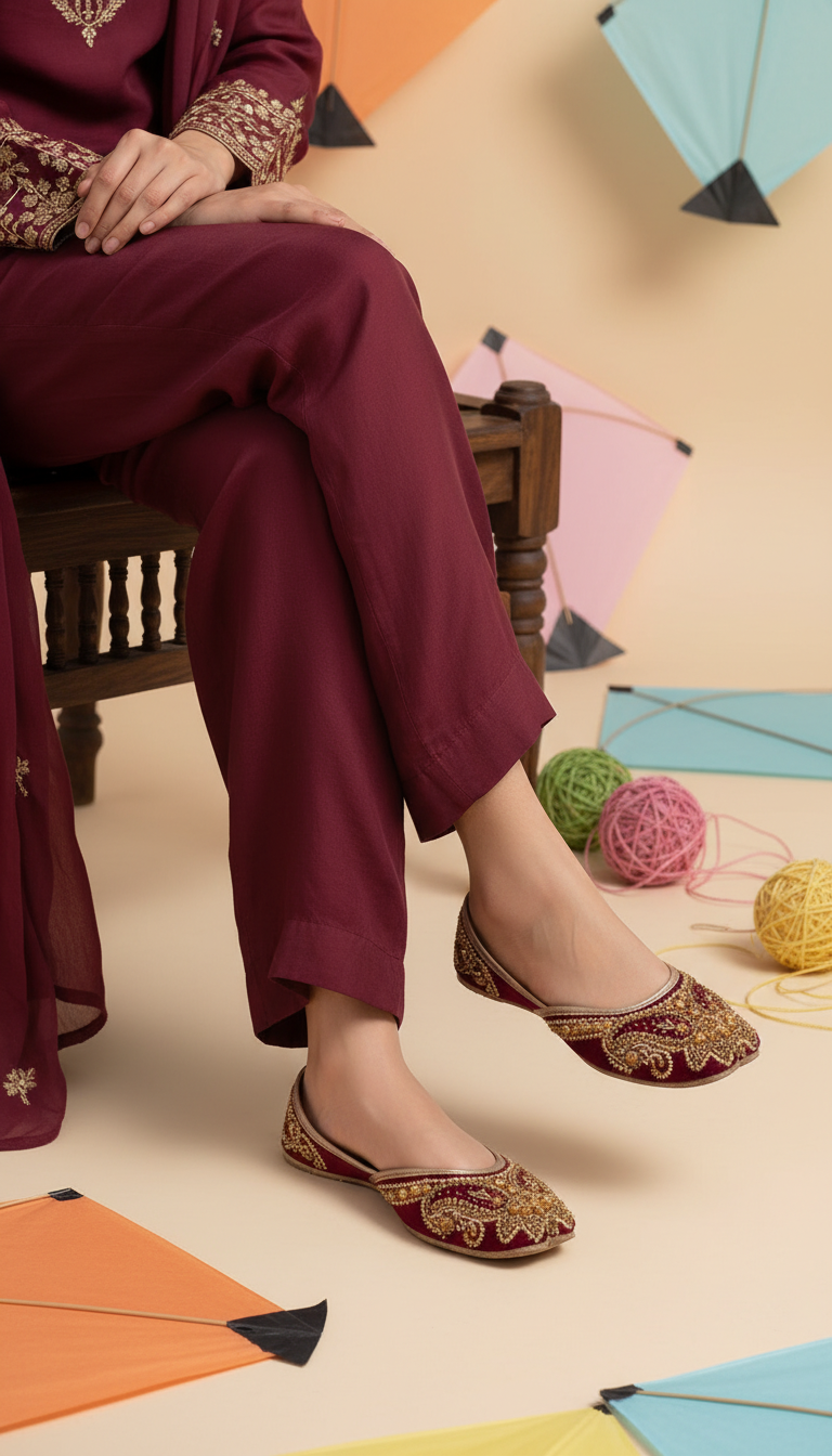 Maroon Fancy Khussa For Ladies EC8604