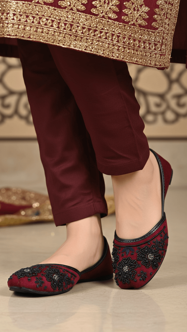 Maroon Fancy Women Khusa EC8607