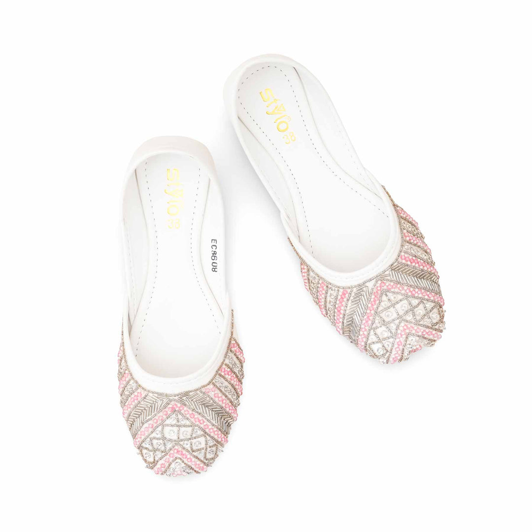 White Ethnic Khusa For Women EC8608