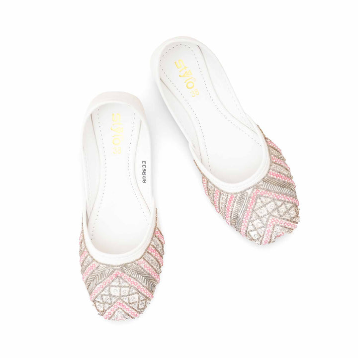 White Ethnic Khusa For Women EC8608