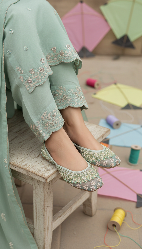 PISTAGREEN Fancy Khussa For Ladies EC8610