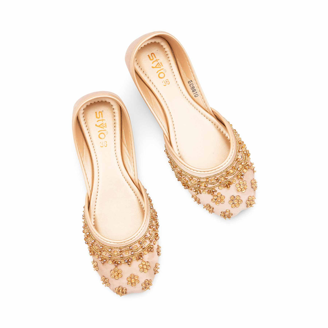 Golden Fancy Khussa For Ladies EC8610