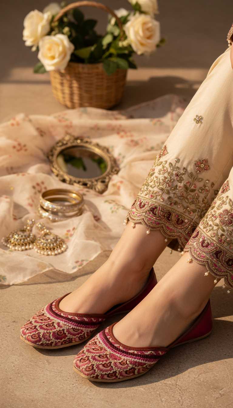 Maroon Ethnic Khusa For Women EC8611