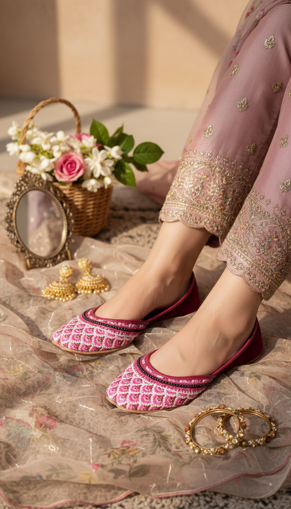 Maroon Ethnic Khusa For Women EC8611