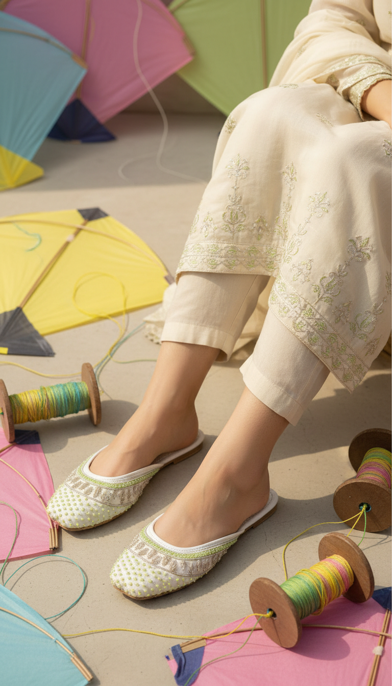 White Fancy Back Open Khussa EC8612