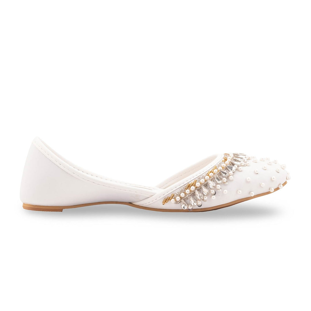 White Fancy Khussa For Ladies EC8614