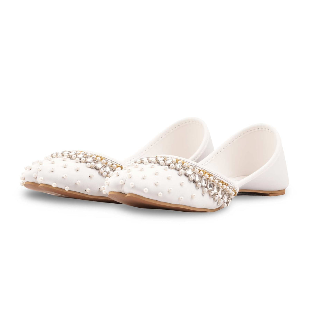 White Fancy Khussa For Ladies EC8614