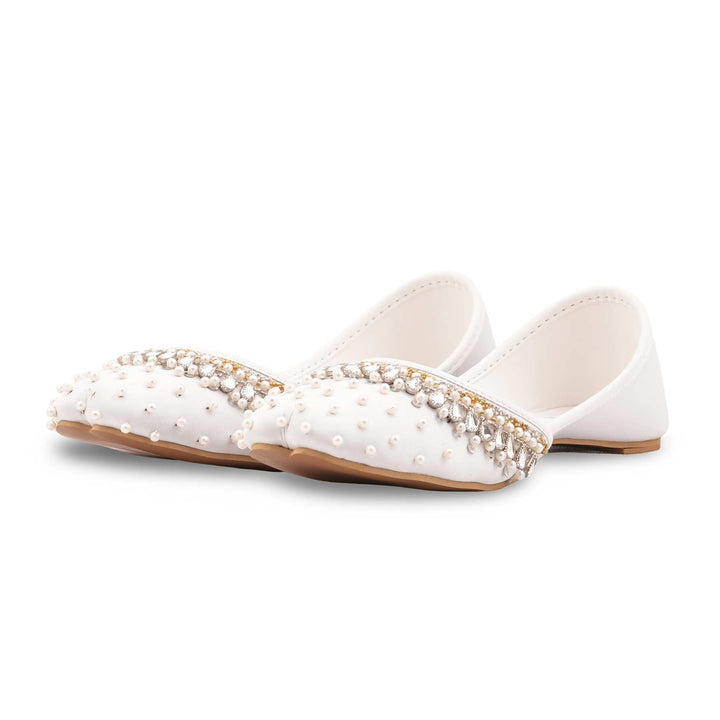 White Fancy Khussa For Ladies EC8614