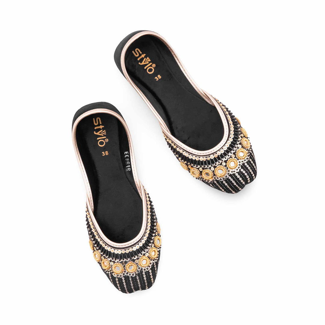 Black Fancy Khussa For Women EC8618