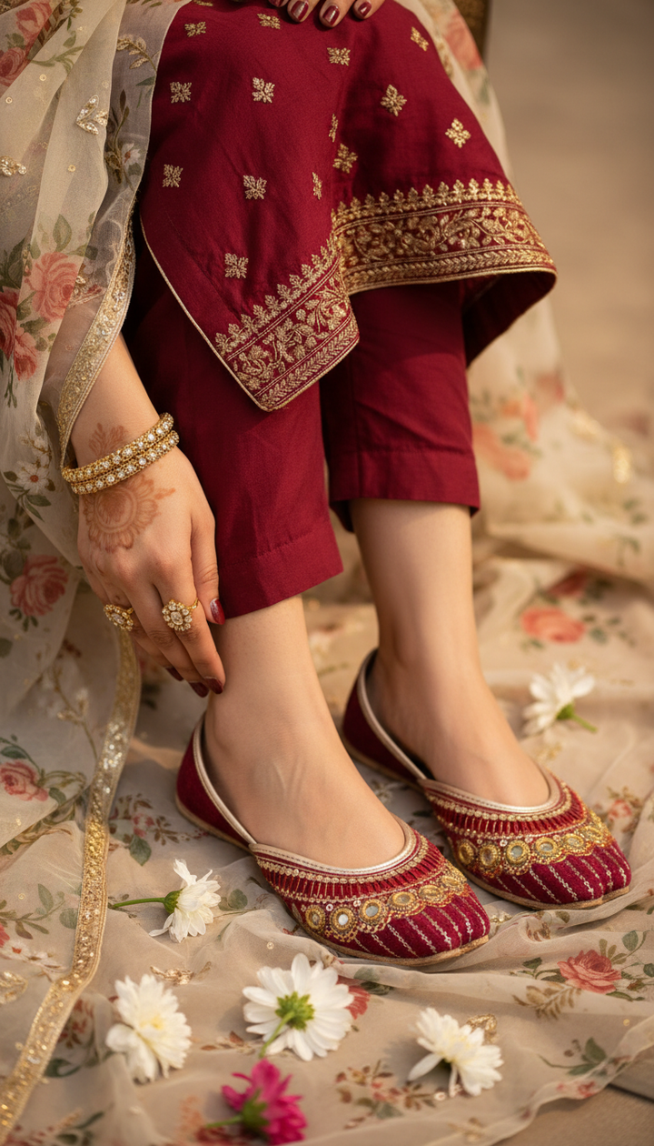 Maroon Khussa For Women EC8618