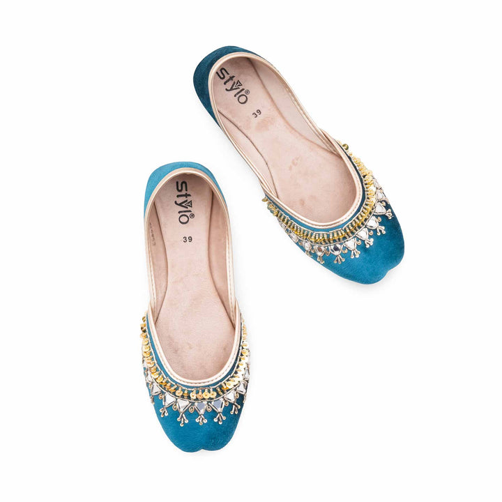 Blue Fancy Khussa For Women EC8619
