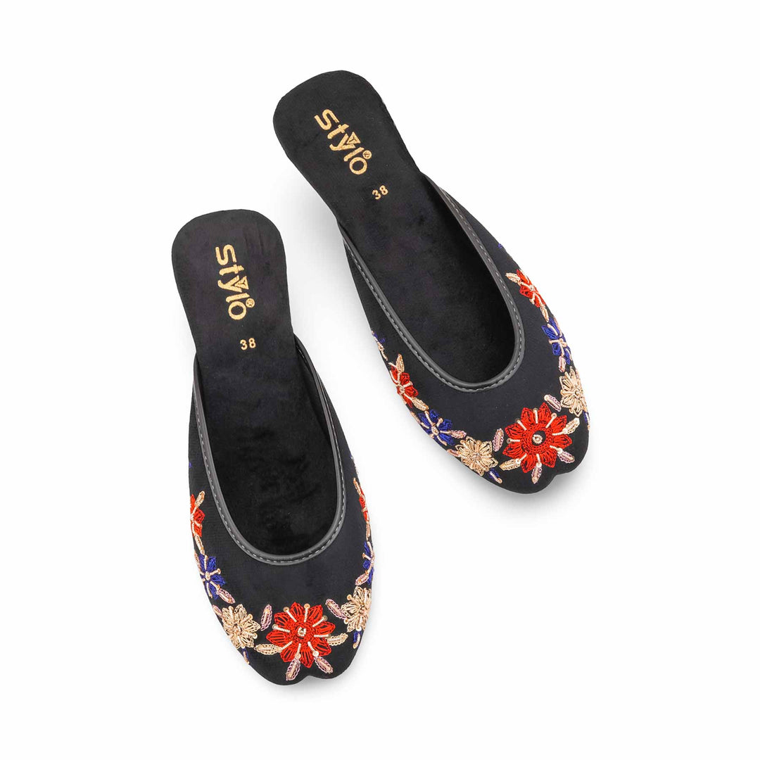 Black Ethnic Back Open Khussa For Women EC8624