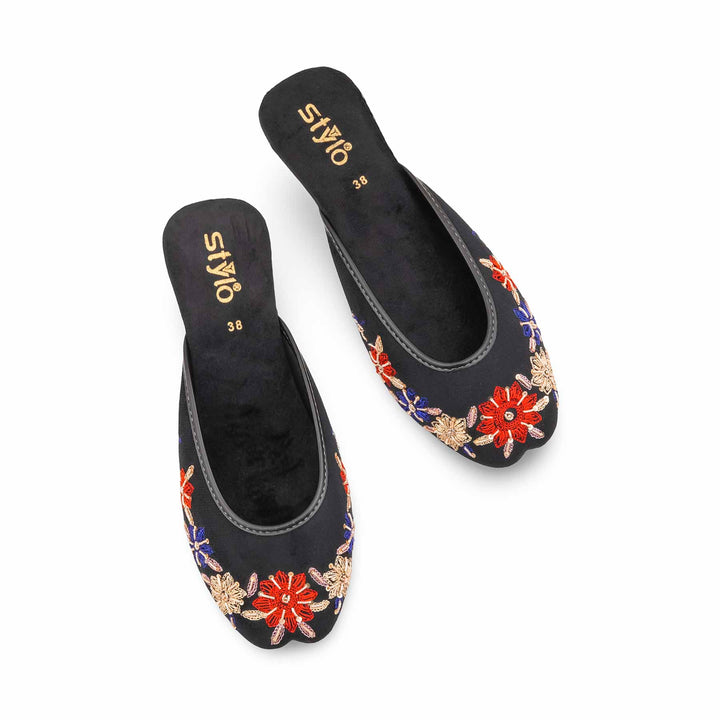 Black Ethnic Back Open Khussa For Women EC8624