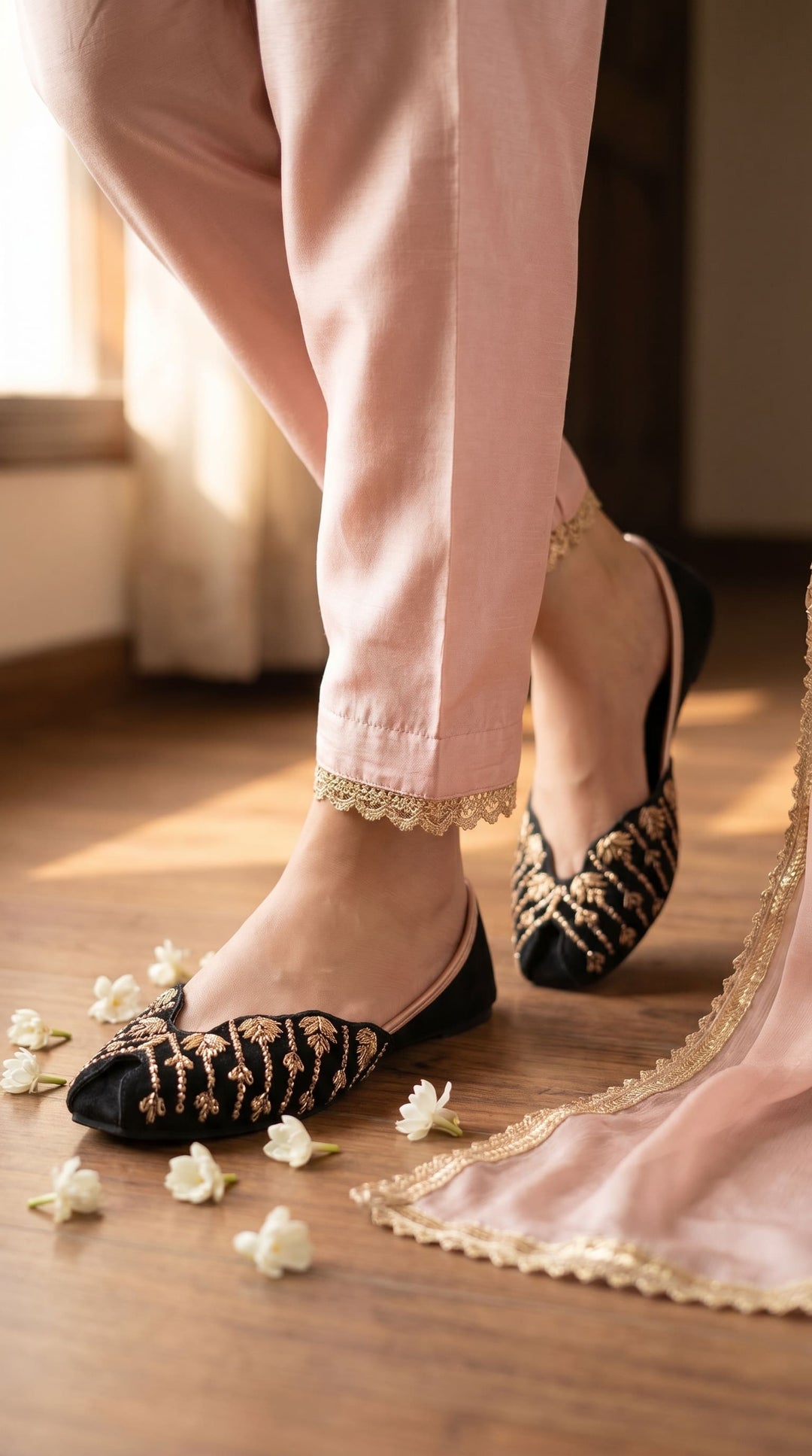 Black Fancy Khussa For Women EC8625