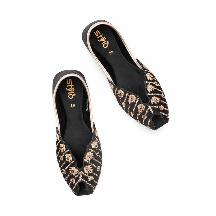 Black Fancy Khussa For Women EC8625