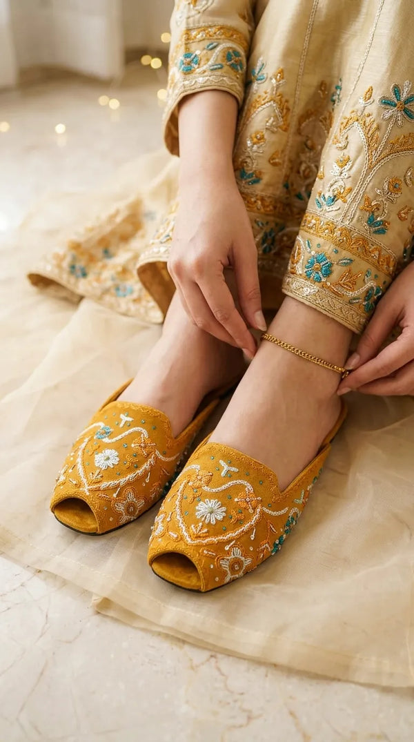 Mustard Fancy Khussa For Women EC8628