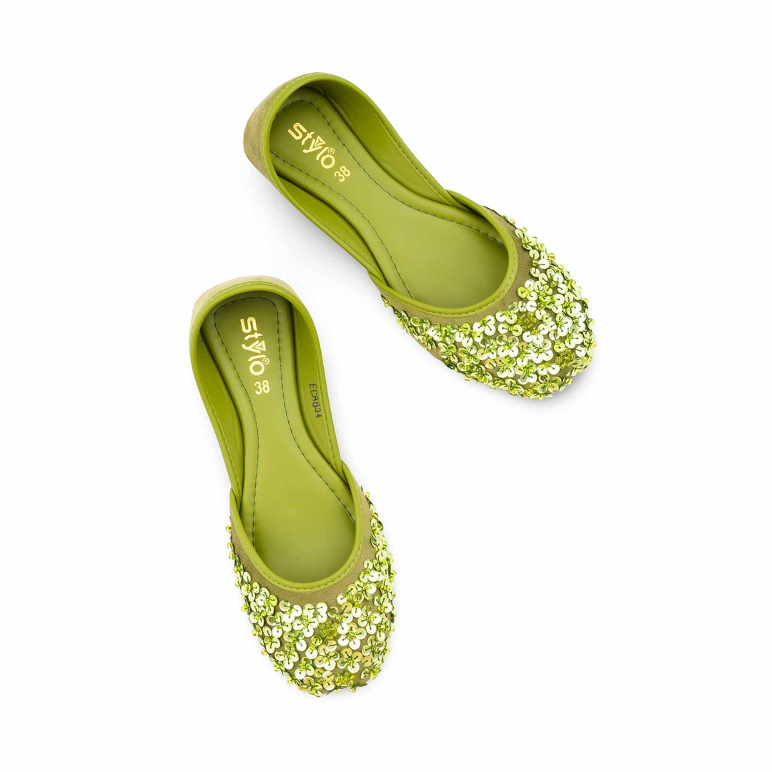 Green Fancy Khussa For Ladies EC8634