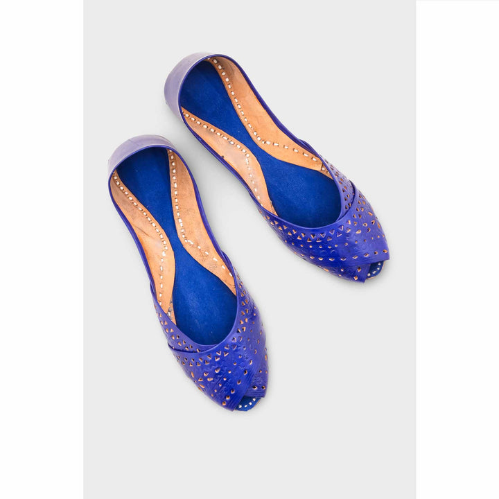 Navy Leather Khussa EC8639