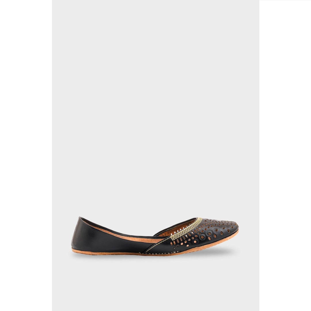 Black Leather Khussa EC8640