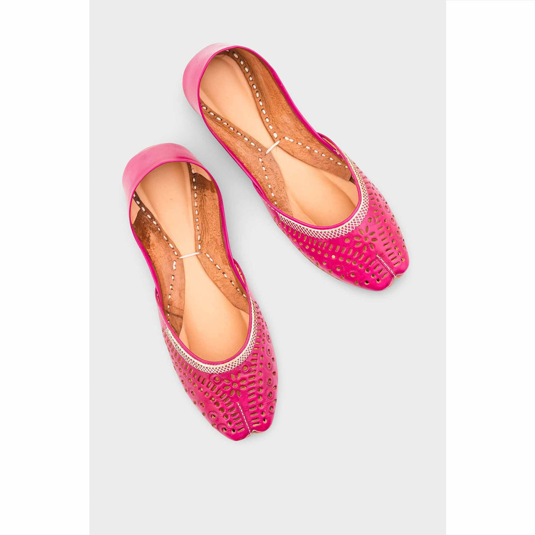 SK Pink Leather Khussa EC8640