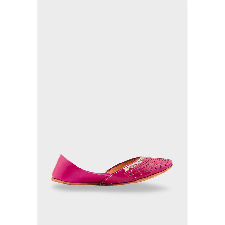 SK Pink Leather Khussa EC8640