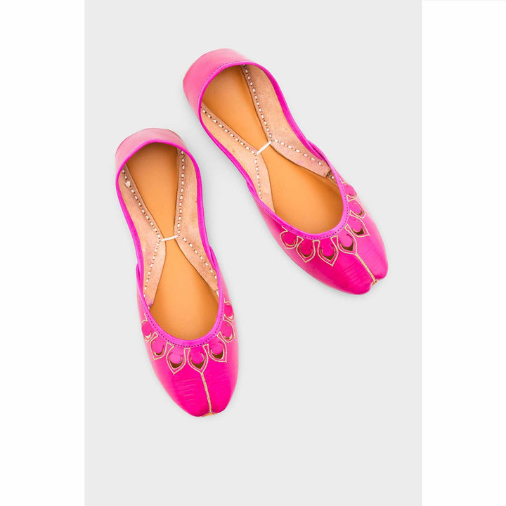 SK Pink Leather Khussa EC8641