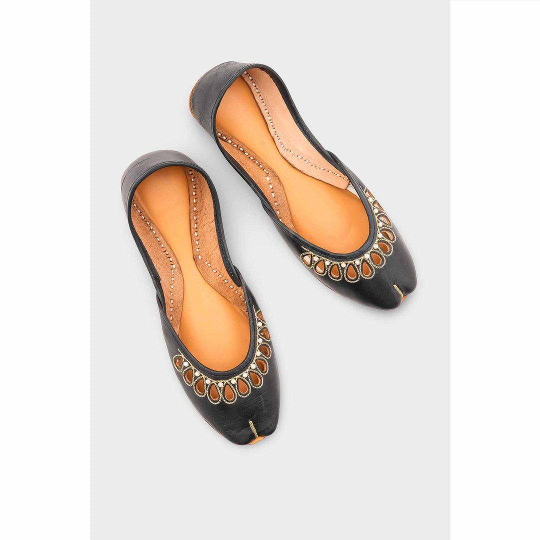 Black Leather Khussa EC8643