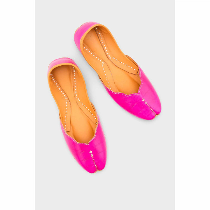 SK Pink Leather Khussa EC8644