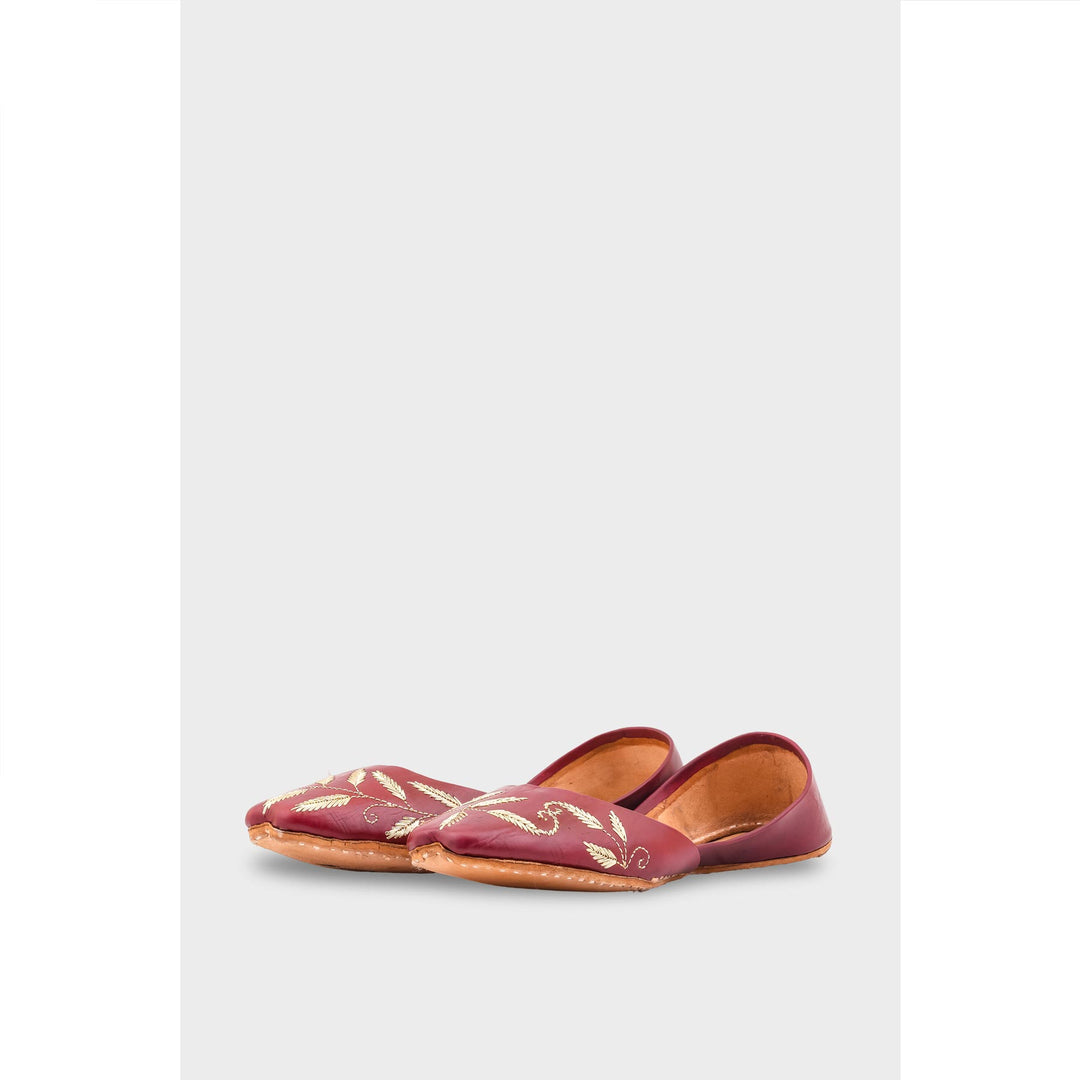 Maroon Leather Khussa EC8658