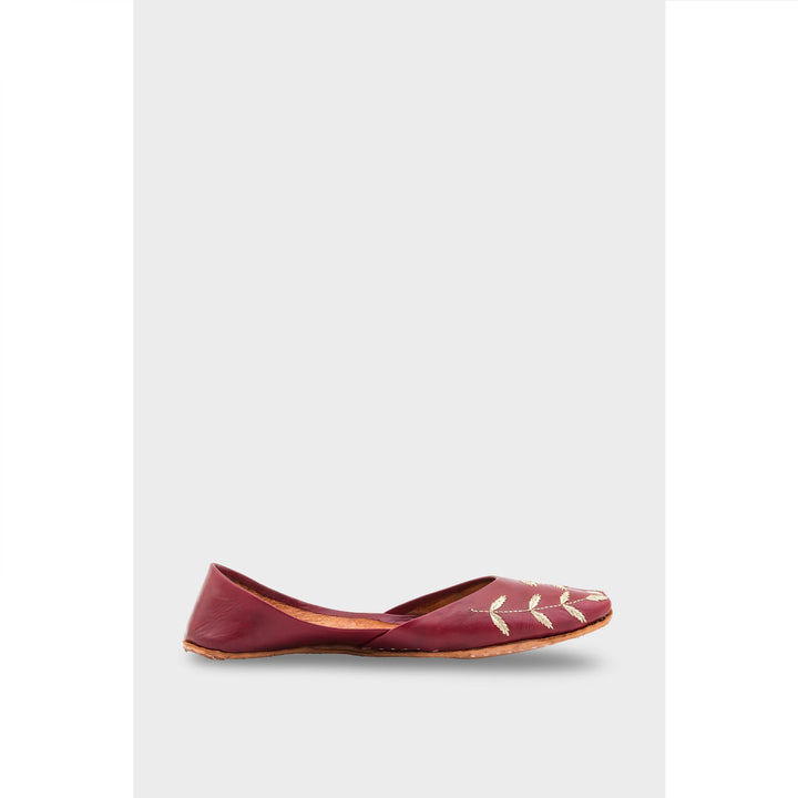 Maroon Leather Khussa EC8659