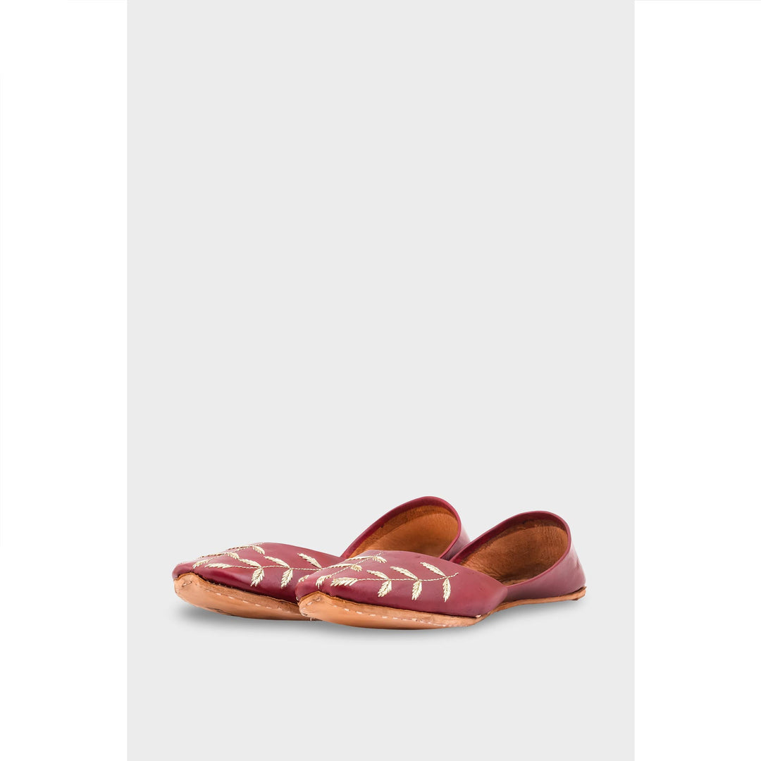 Maroon Leather Khussa EC8659