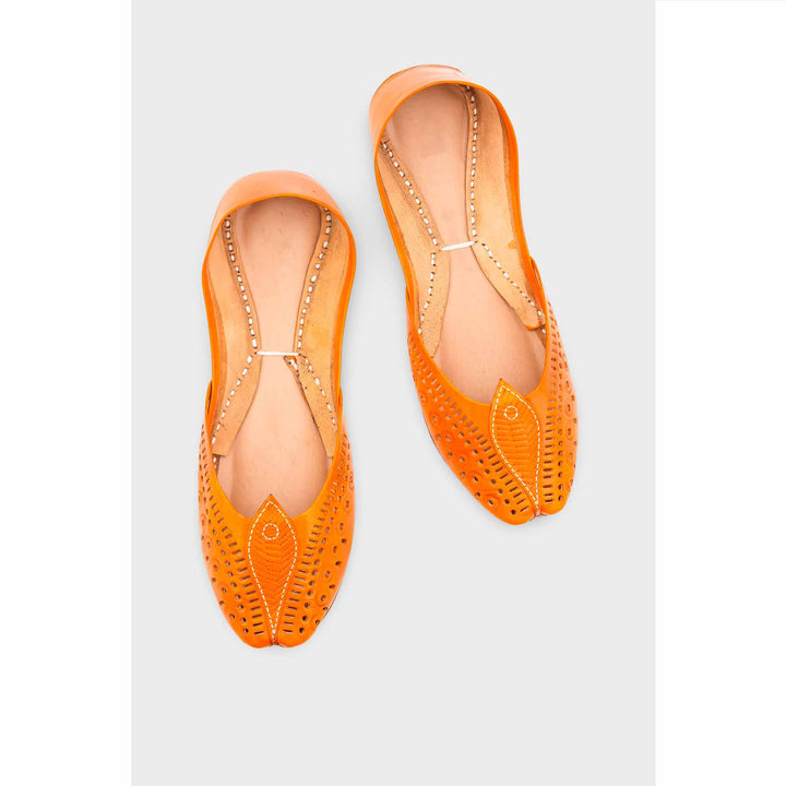 Orange Leather Khussa EC8666