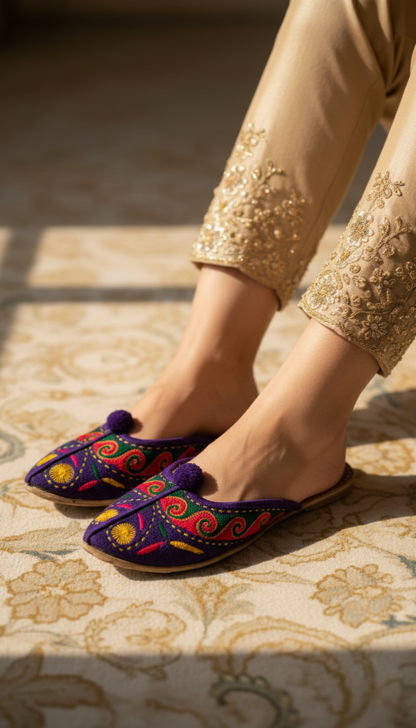 Purple Leather Khussa For Women EC8685