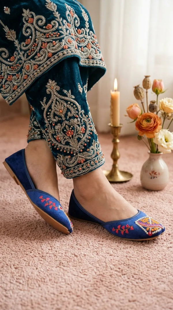 Blue Ethnic Khussa For Ladies EC8688