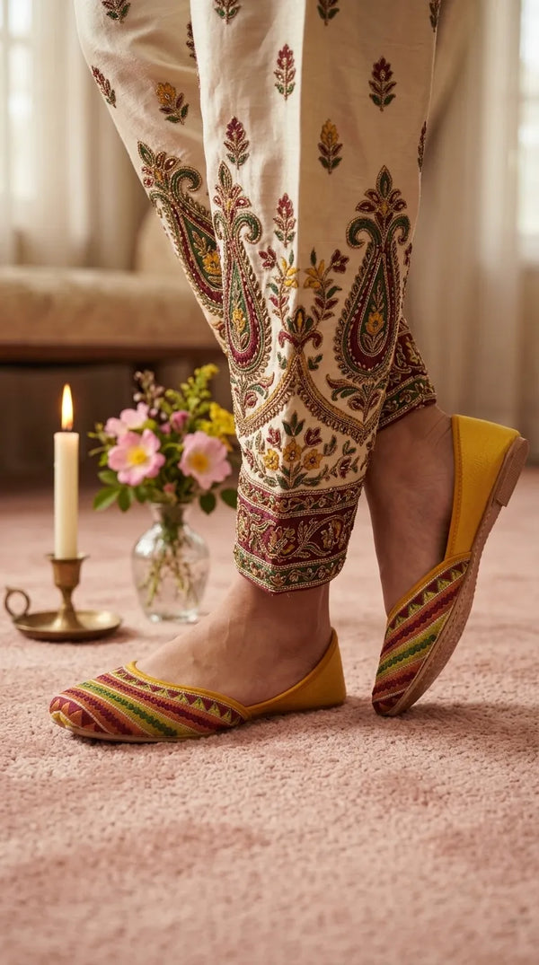 Yellow Ethnic Khussa For Ladies EC8689