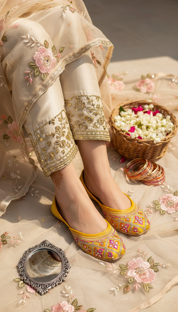 Yellow Ethnic Khussa For Women EC8690