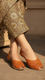 Orange Leather Khussa For Women EC8692
