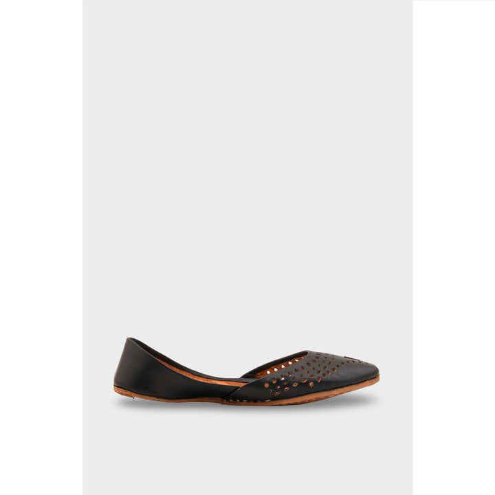 Black Leather Khussa For Women EC8694