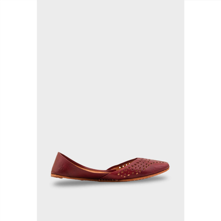 Maroon Leather Khussa For Women EC8694