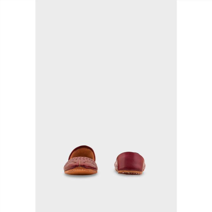 Maroon Leather Khussa For Women EC8694